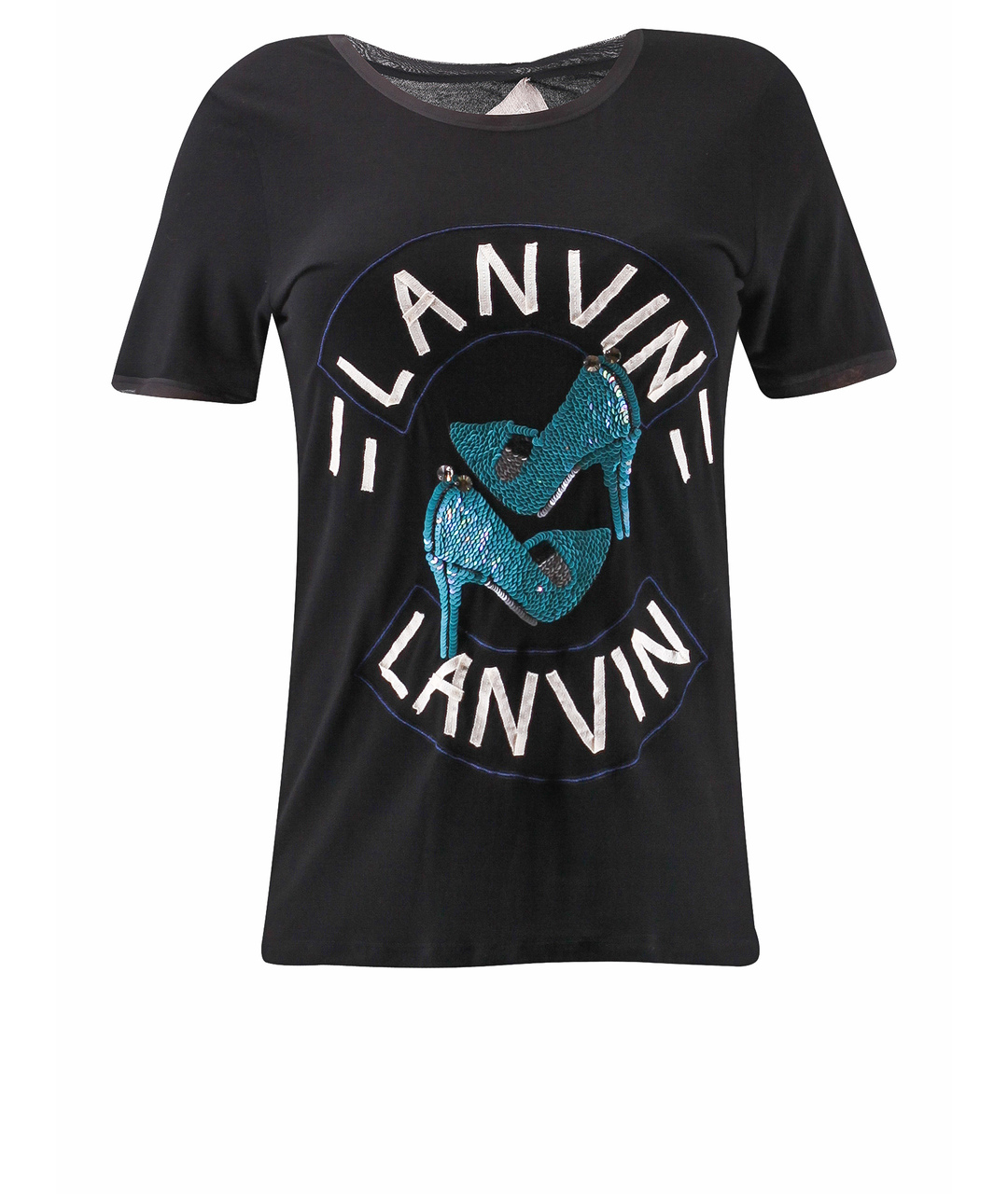 LANVIN Черная вискозная футболка, фото 1