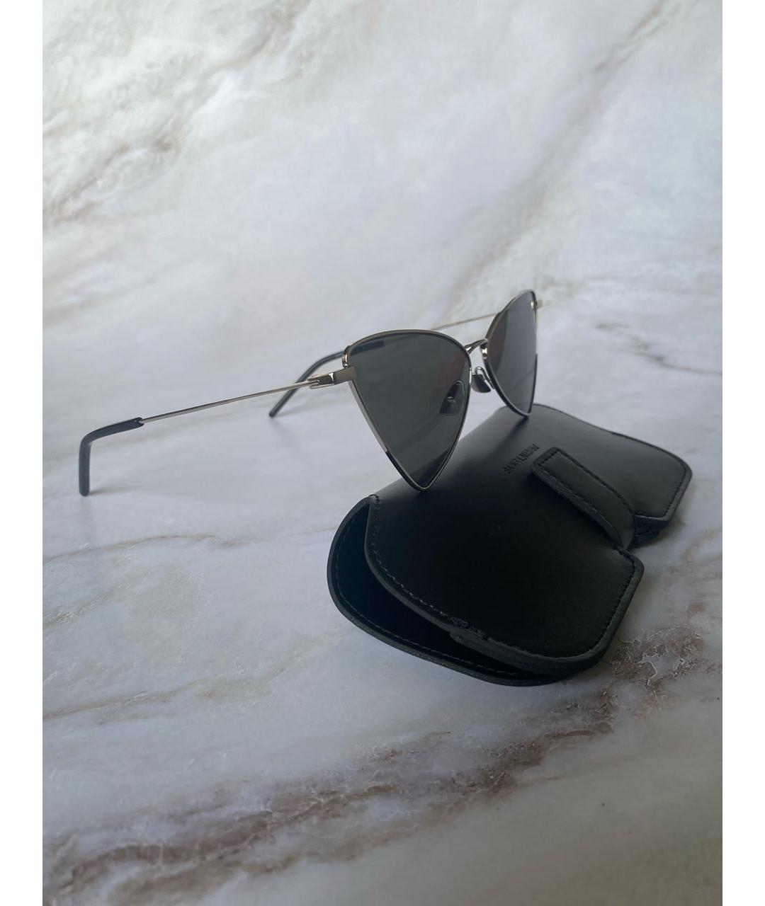 SAINT LAURENT Серые металлические солнцезащитные очки, фото 6