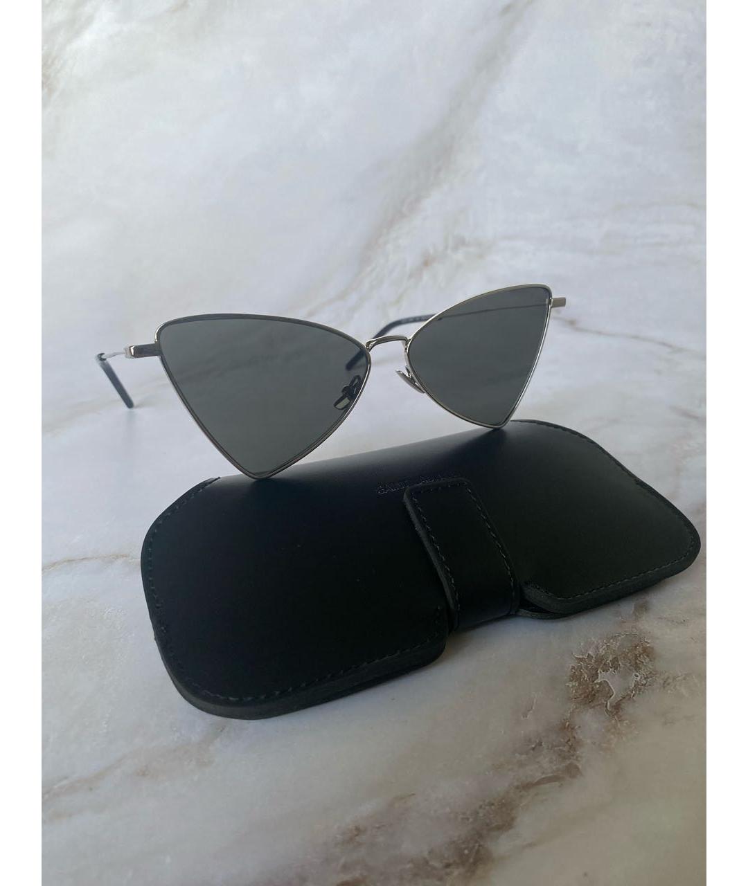 SAINT LAURENT Серые металлические солнцезащитные очки, фото 5