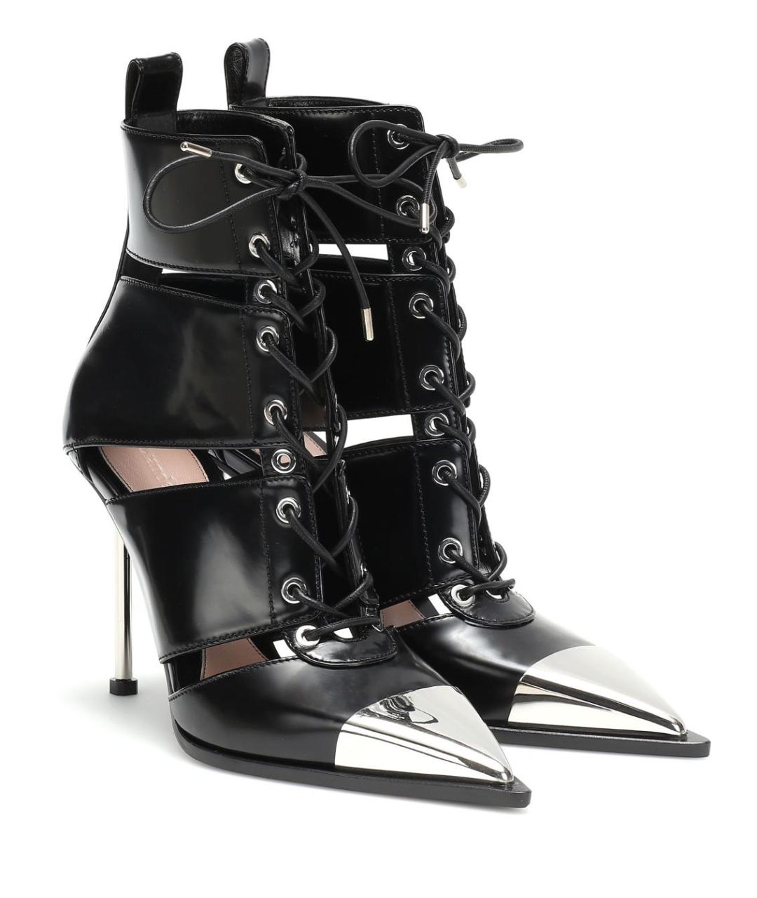 ALEXANDER MCQUEEN Черные кожаные ботильоны, фото 3