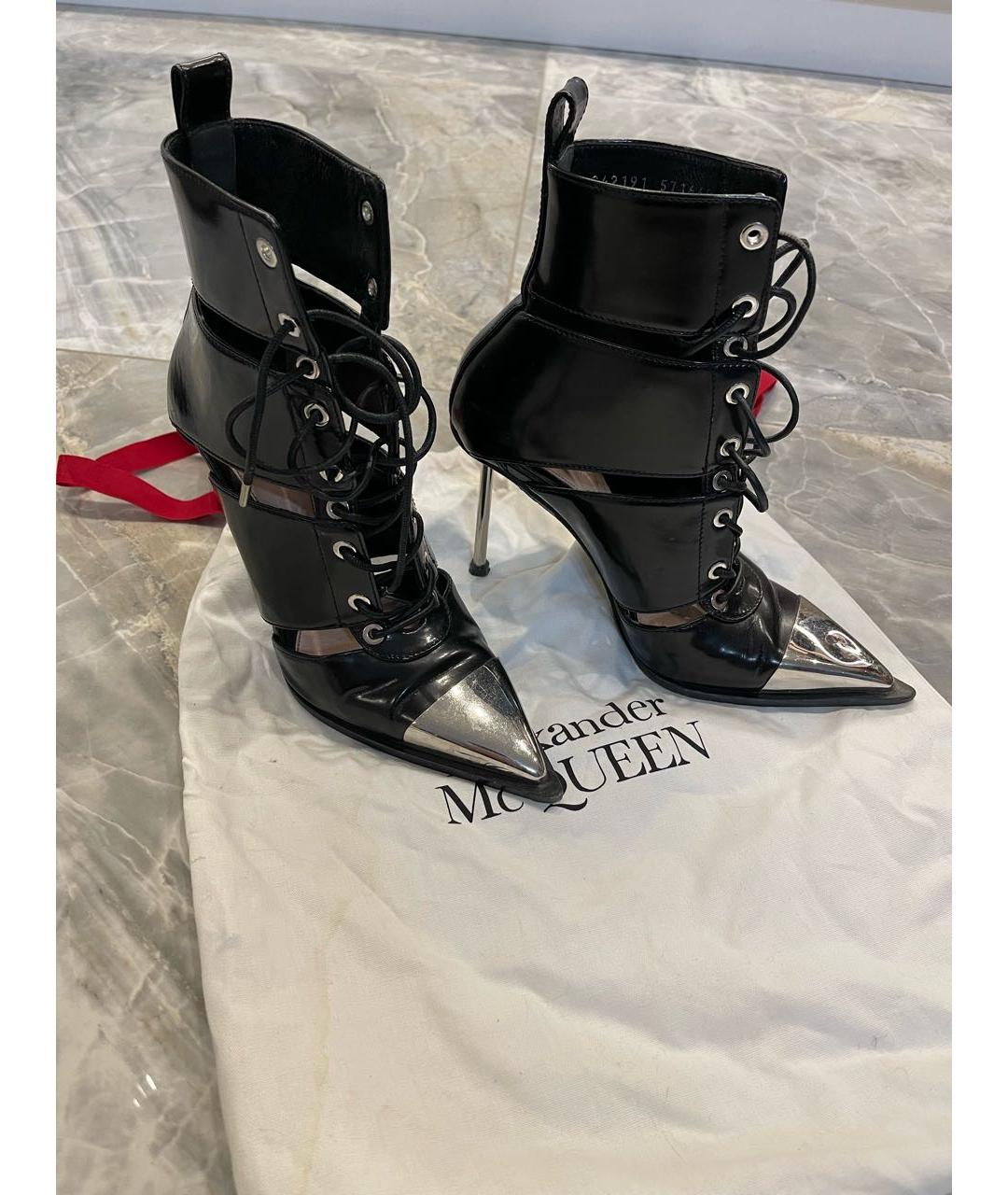 ALEXANDER MCQUEEN Черные кожаные ботильоны, фото 5