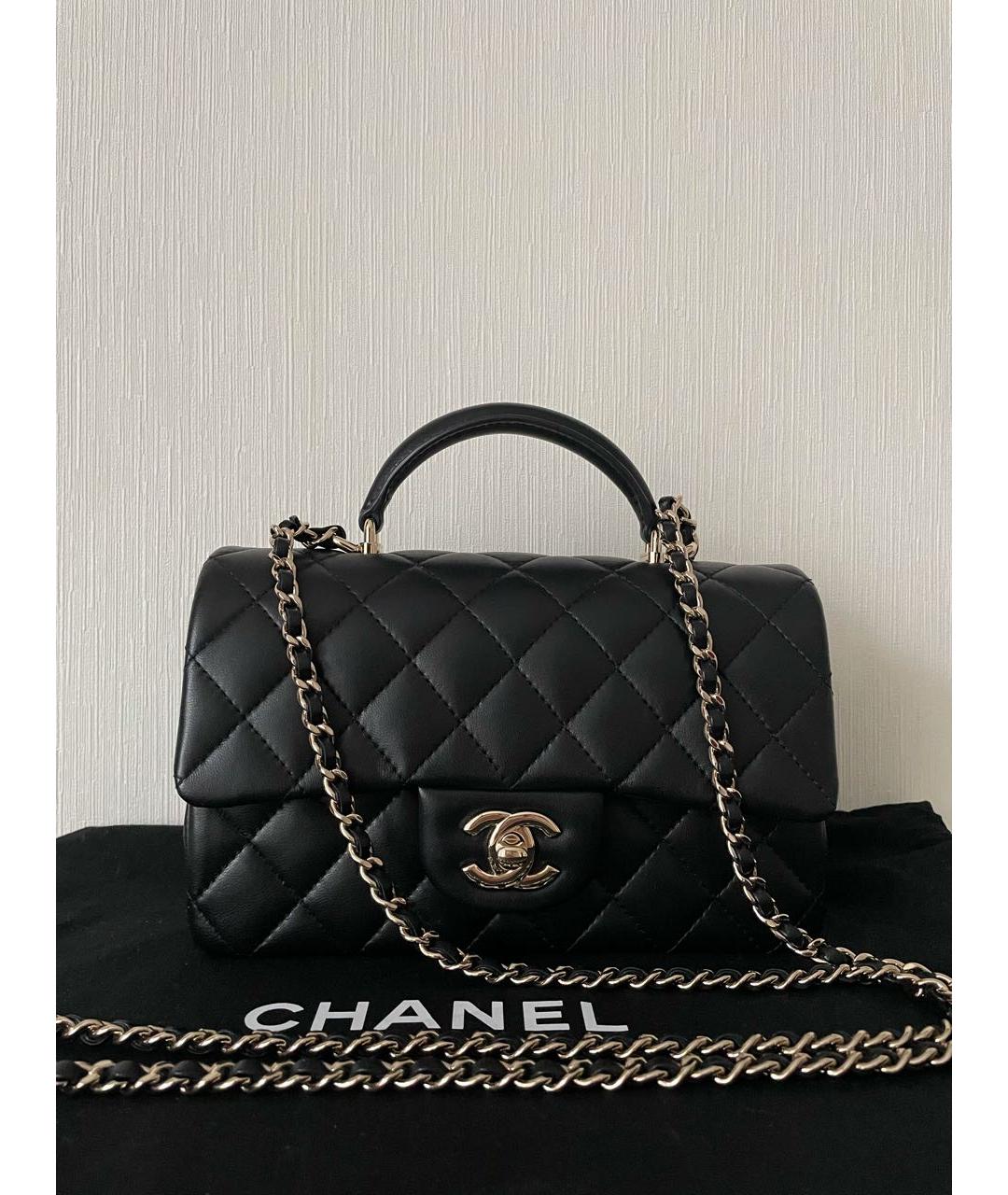 CHANEL Черная кожаная сумка с короткими ручками, фото 2