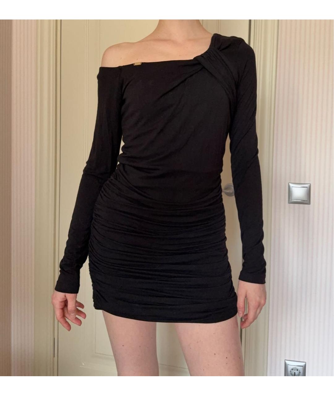 ELISABETTA FRANCHI Черное вискозное вечернее платье, фото 2