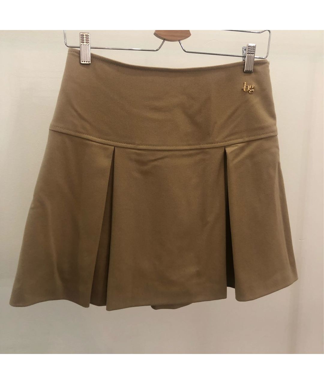 BLUGIRL Бежевая шелковая юбка мини, фото 5