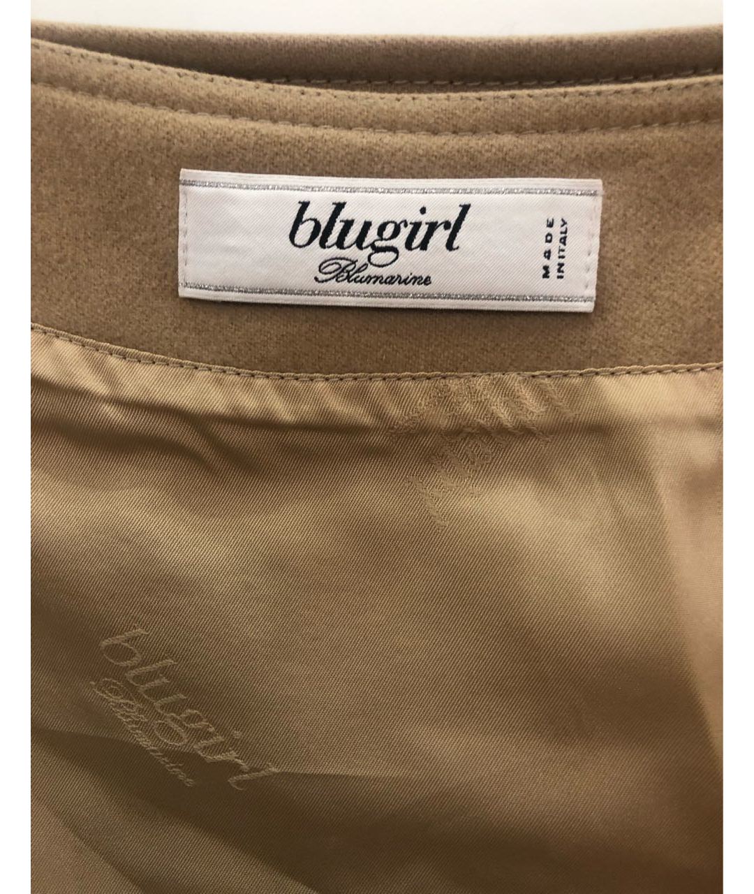 BLUGIRL Бежевая шелковая юбка мини, фото 3