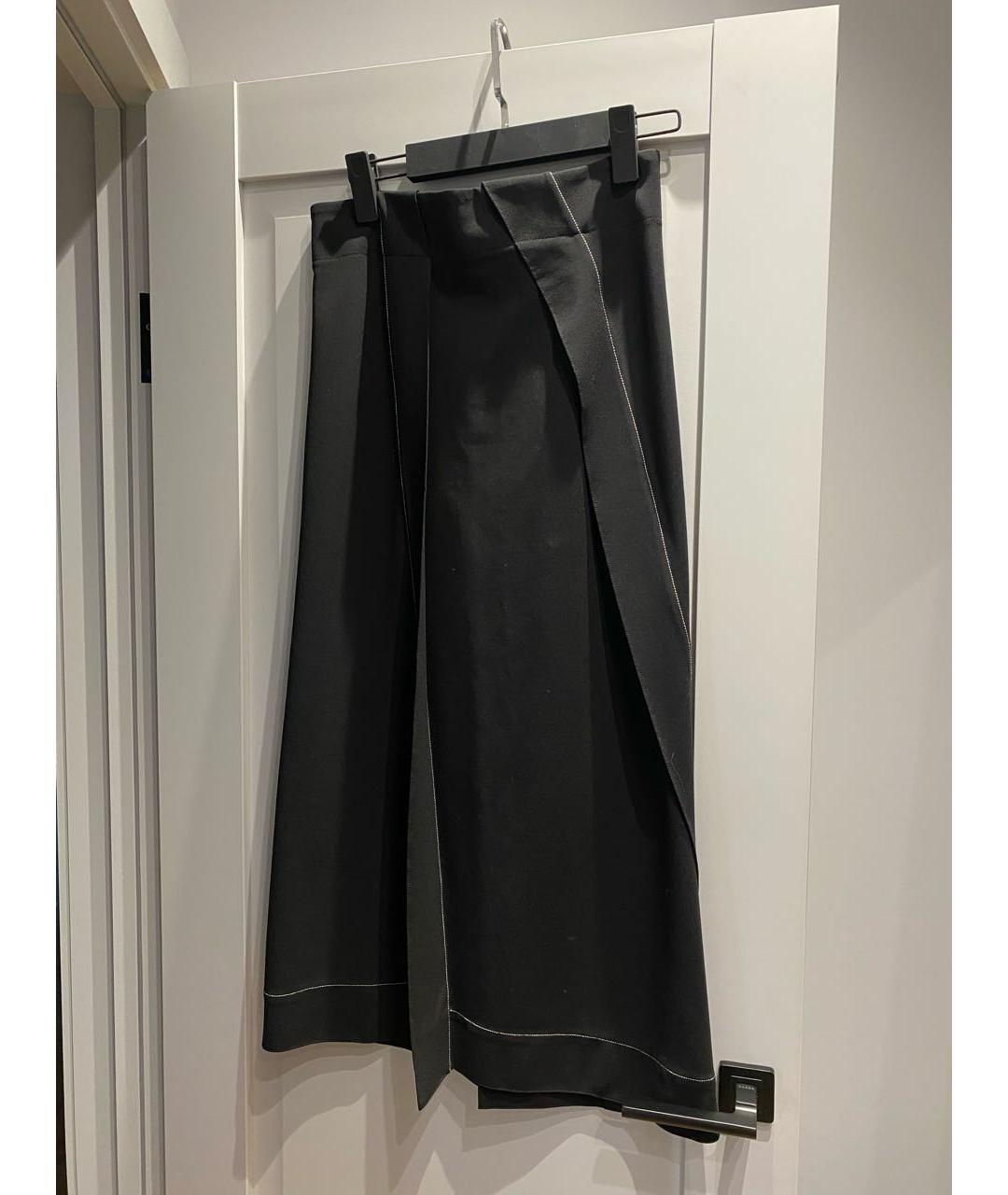 JIL SANDER Черная вискозная юбка миди, фото 6