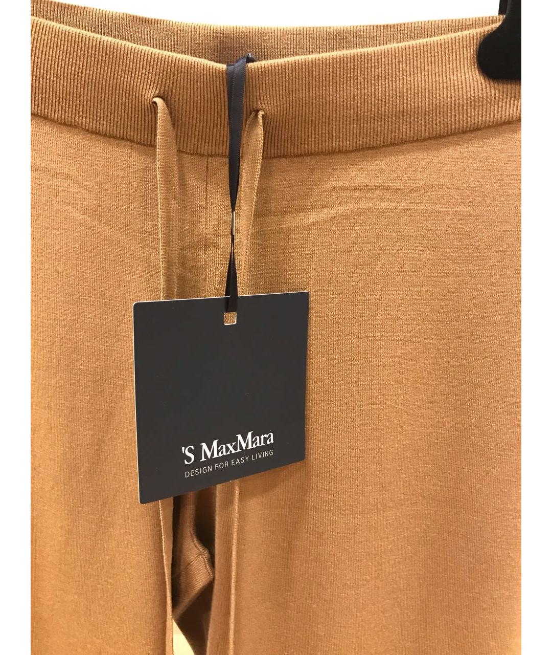 'S MAX MARA Коричневые шерстяные спортивные брюки и шорты, фото 3