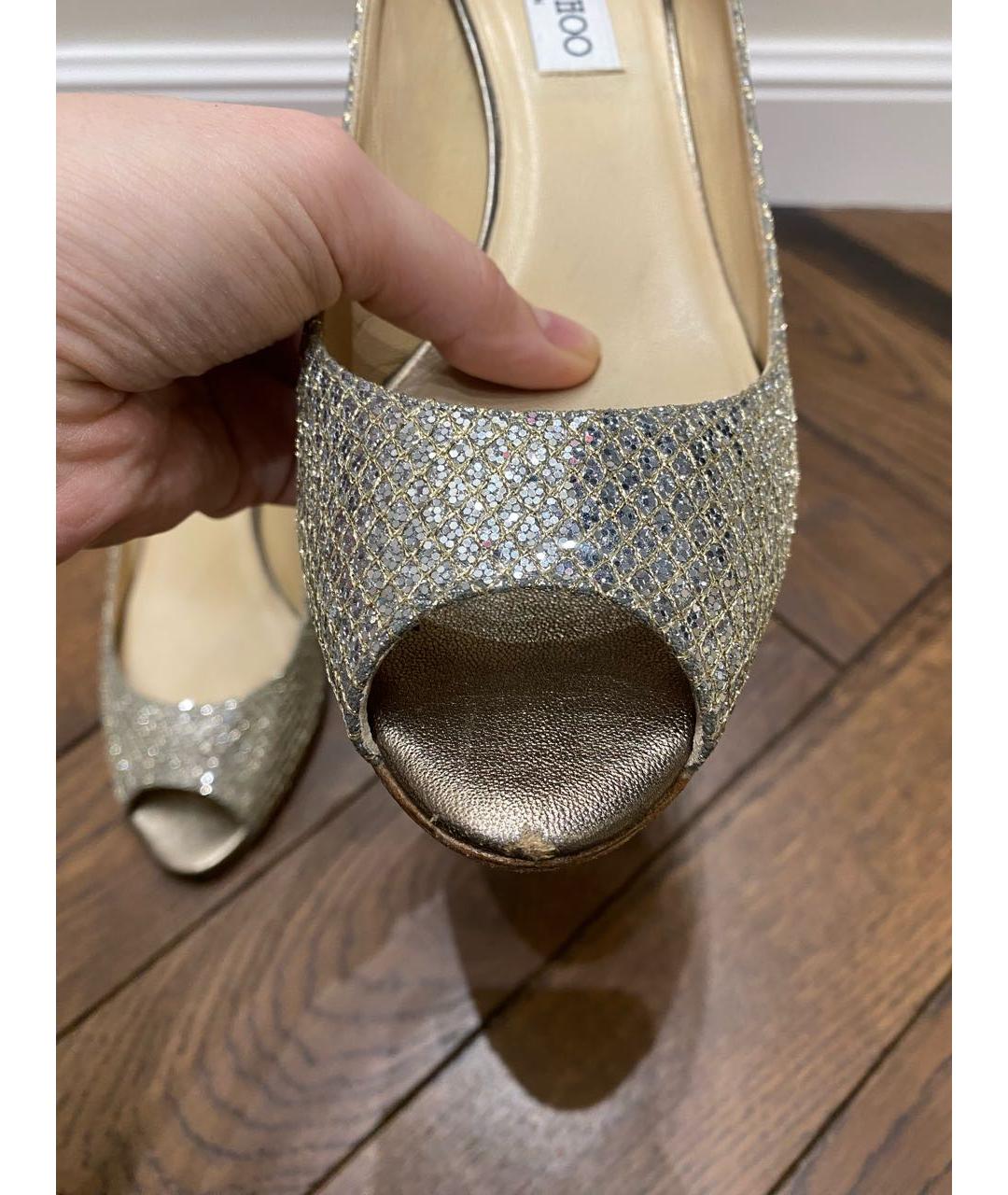 JIMMY CHOO Золотые кожаные туфли, фото 4