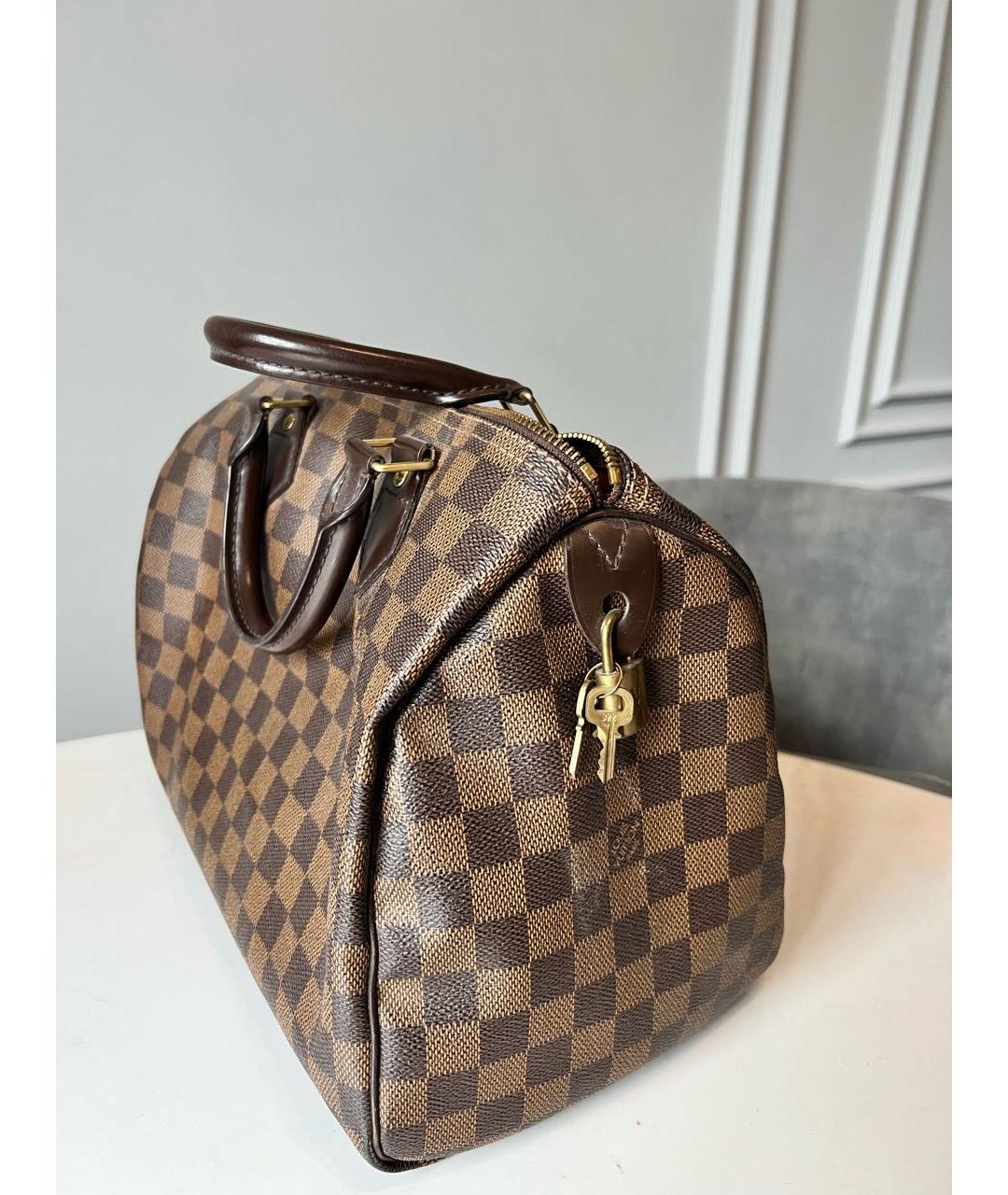 LOUIS VUITTON PRE-OWNED Коричневая кожаная сумка тоут, фото 3