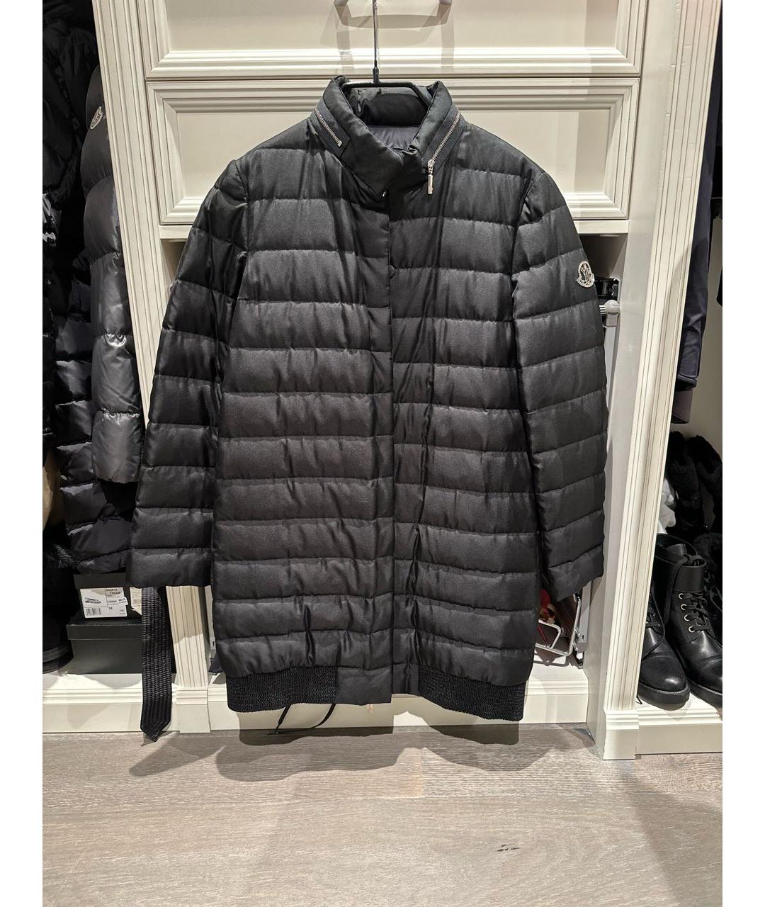 MONCLER Черное шелковое пальто, фото 6