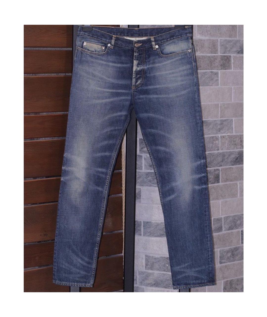 GOLDEN GOOSE DELUXE BRAND Синие хлопковые прямые джинсы, фото 5