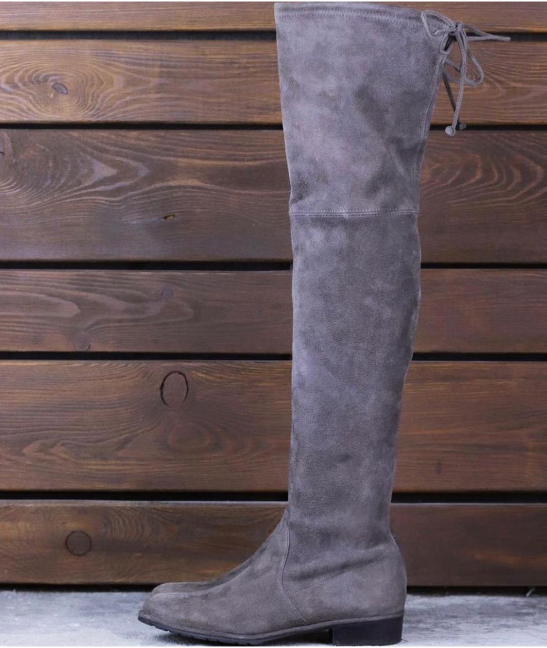 STUART WEITZMAN Бежевые замшевые ботфорты, фото 2