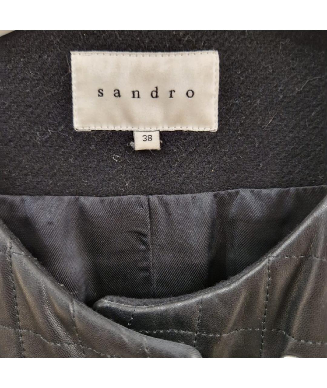 SANDRO Черное шерстяное пальто, фото 3