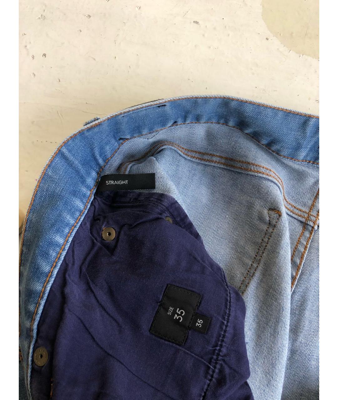 ZZEGNA Синие хлопко-эластановые прямые джинсы, фото 8
