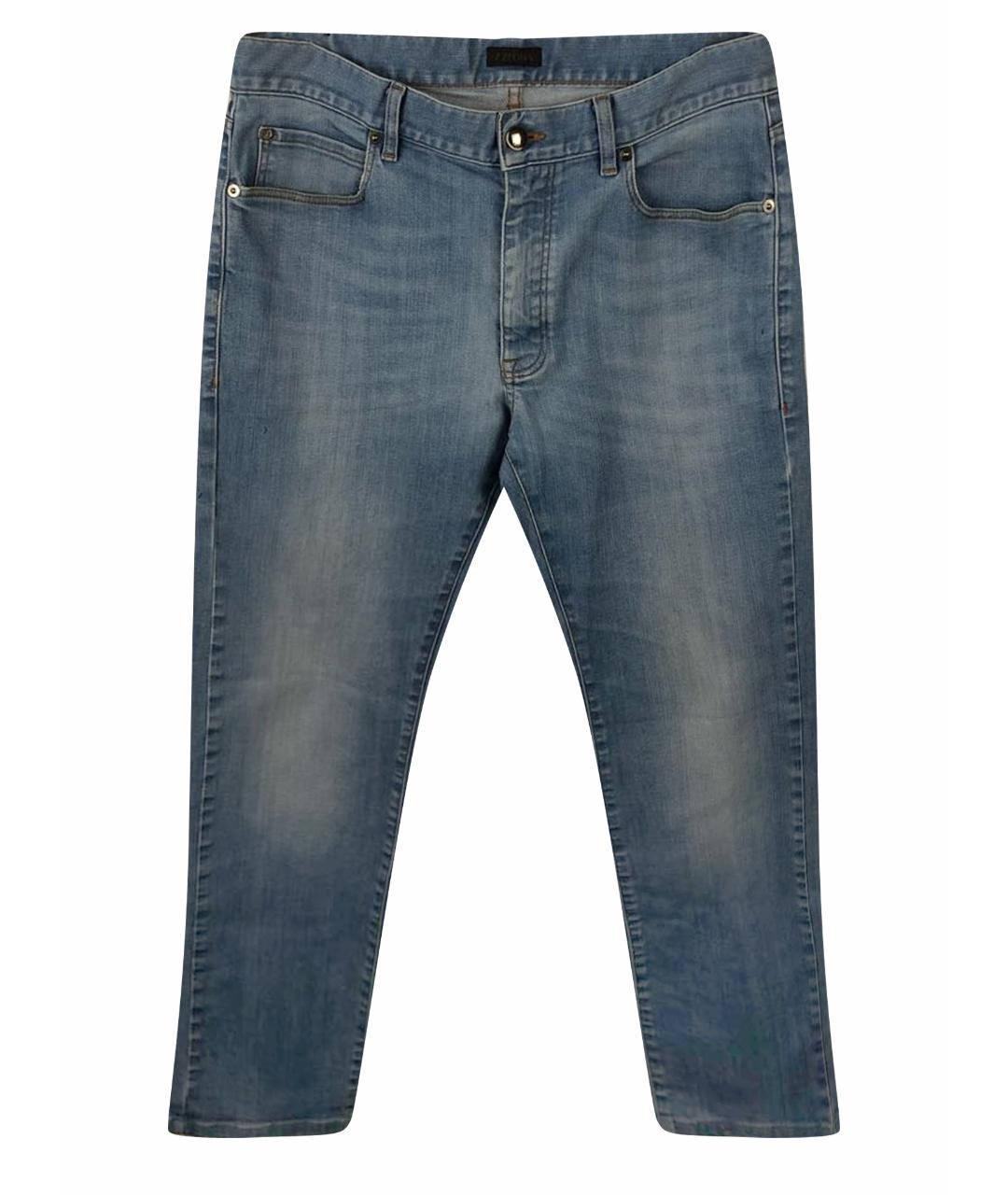 ZZEGNA Синие хлопко-эластановые прямые джинсы, фото 1