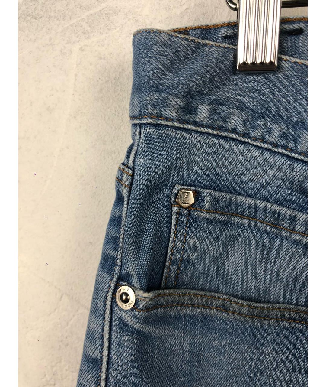 ZZEGNA Синие хлопко-эластановые прямые джинсы, фото 4