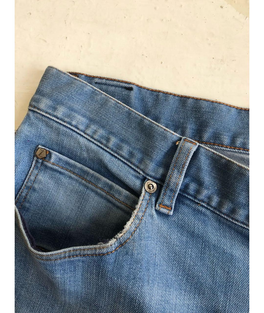 ZZEGNA Синие хлопко-эластановые прямые джинсы, фото 7