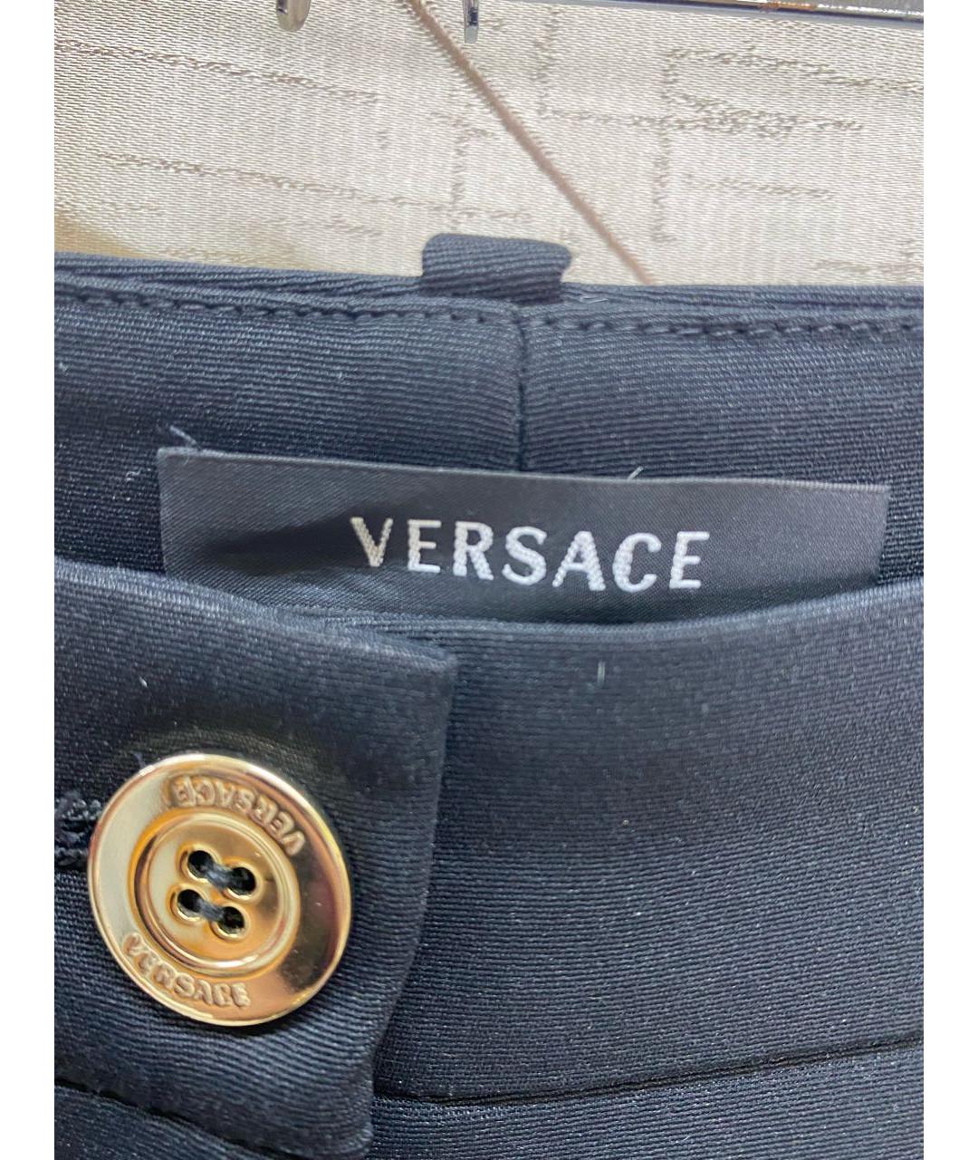 VERSACE Черные атласные брюки узкие, фото 2