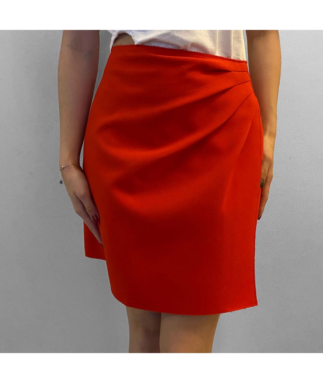MSGM Красная шелковая юбка мини, фото 4