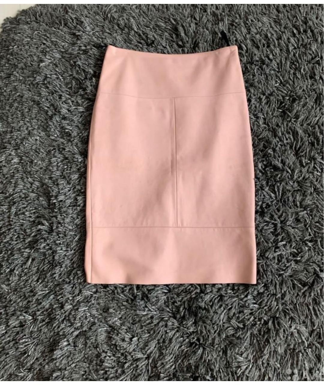 DROME Розовая кожаная юбка миди, фото 5