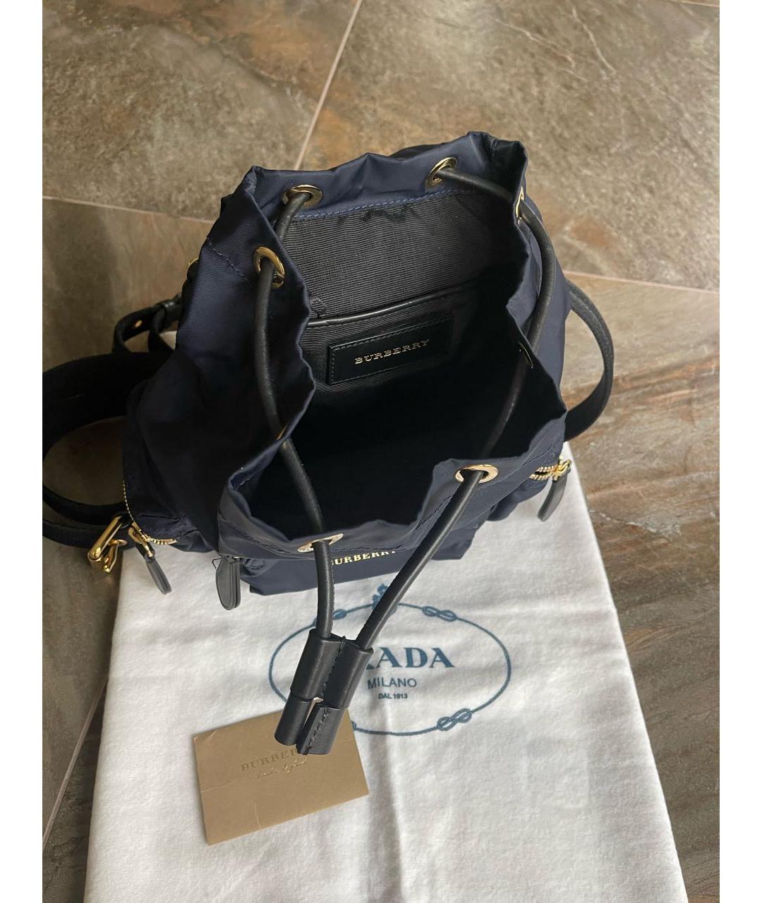 BURBERRY Темно-синий тканевый рюкзак, фото 4