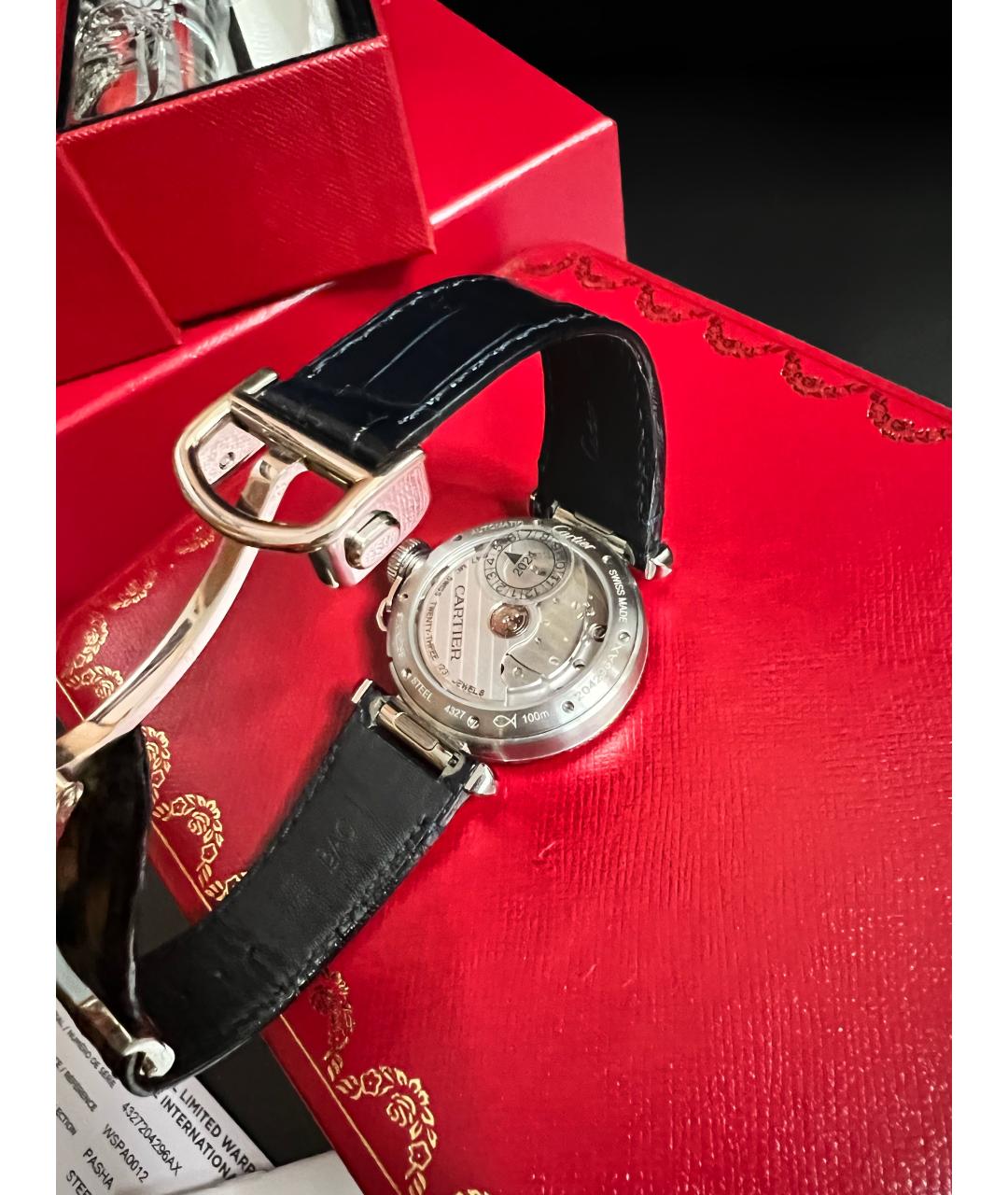 CARTIER Серебряные кожаные часы, фото 2