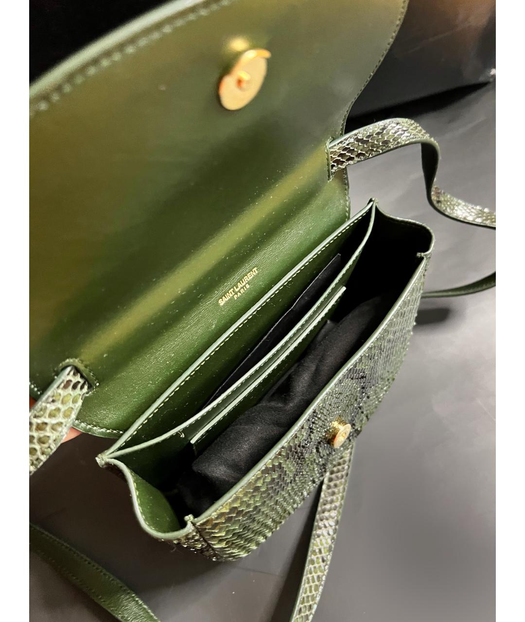 SAINT LAURENT Зеленая кожаная сумка через плечо, фото 4