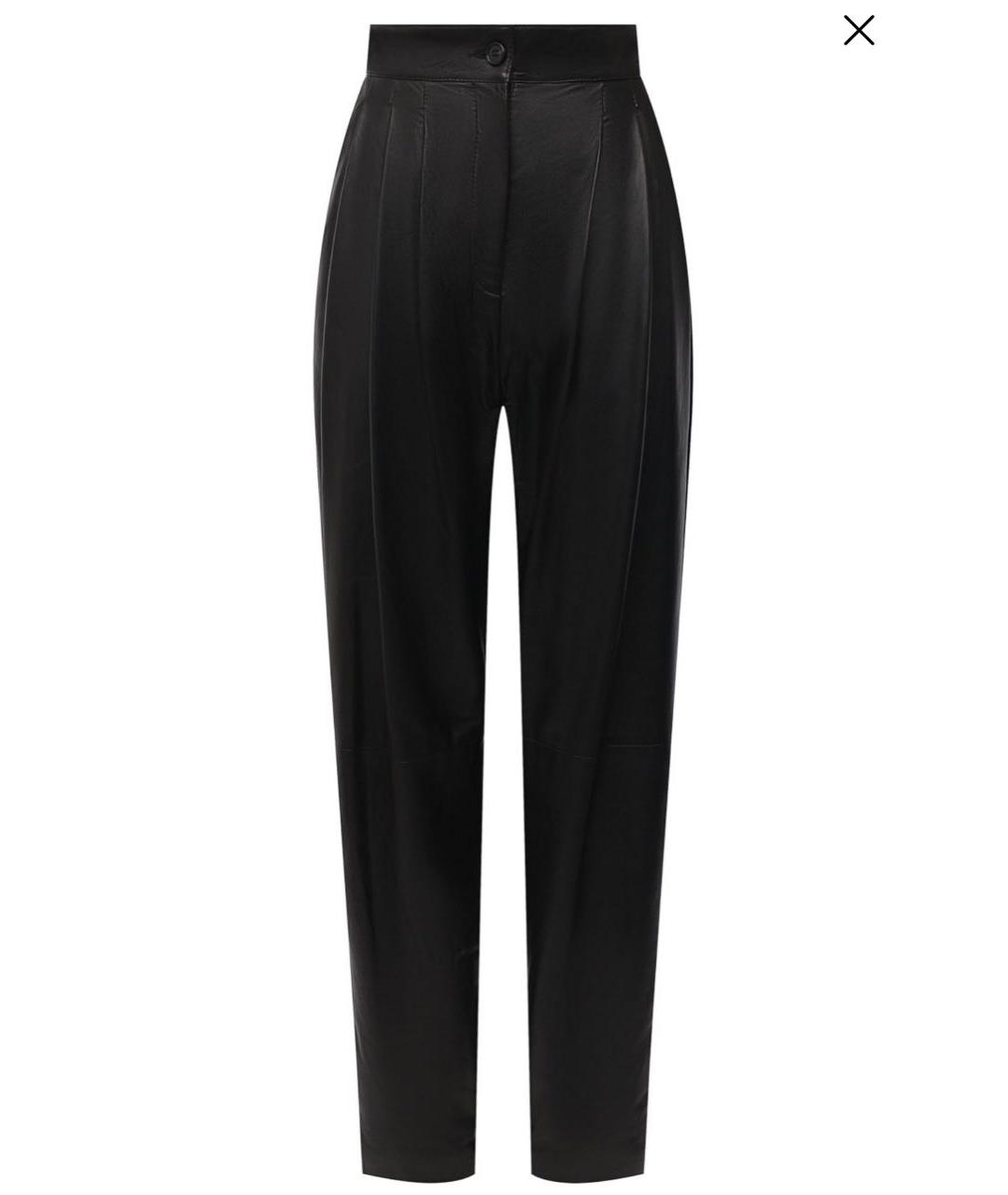 DOLCE&GABBANA Черные кожаные прямые брюки, фото 7