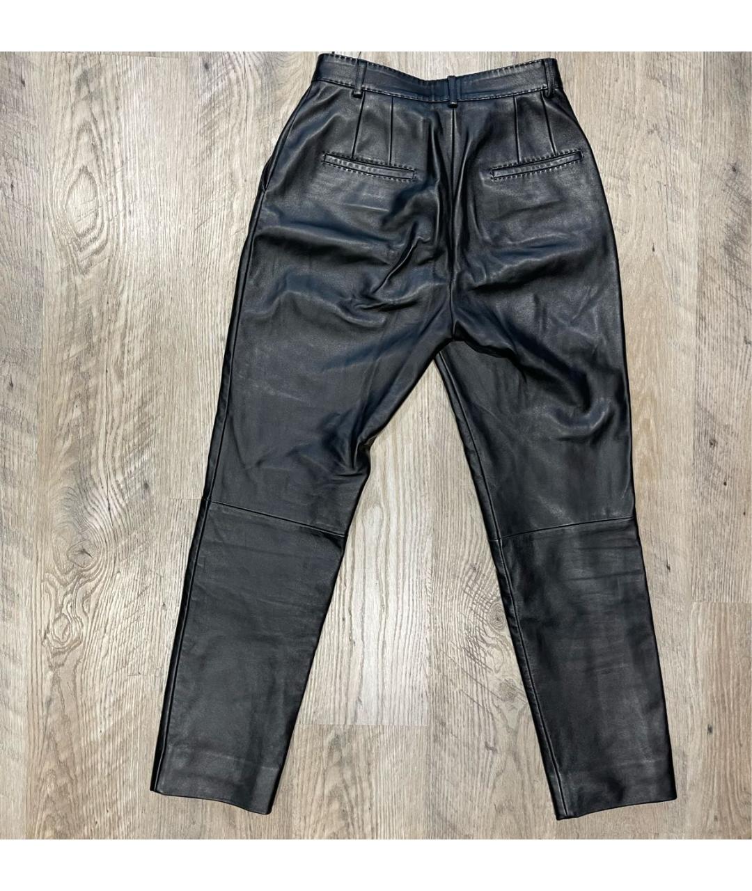 DOLCE&GABBANA Черные кожаные прямые брюки, фото 6