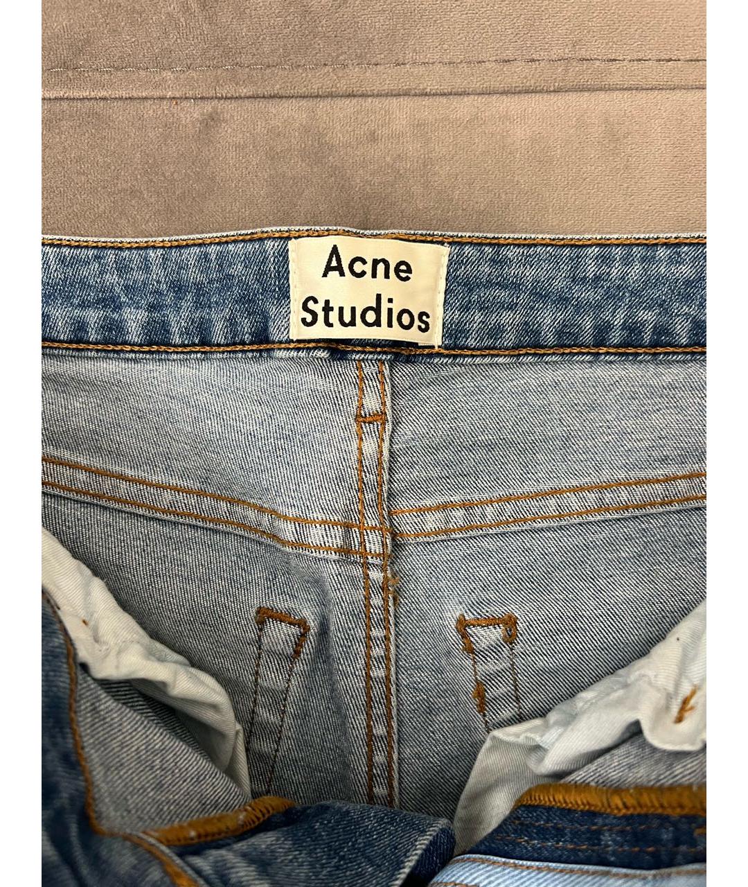 ACNE STUDIOS Голубые хлопковые джинсы слим, фото 3