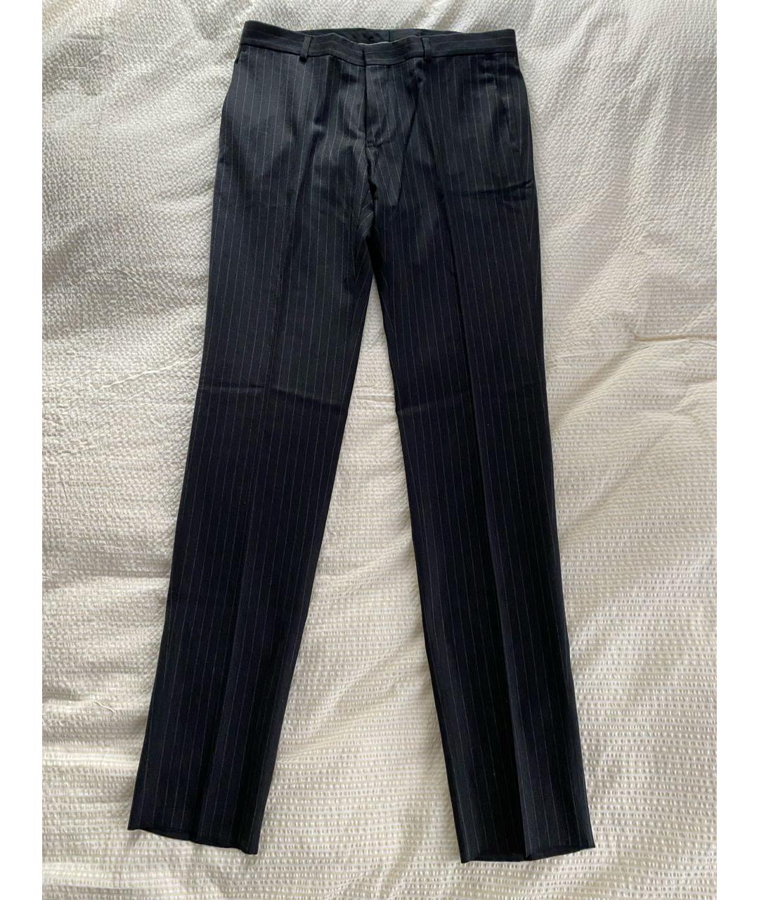 AZZARO Антрацитовые шерстяные классические брюки, фото 6
