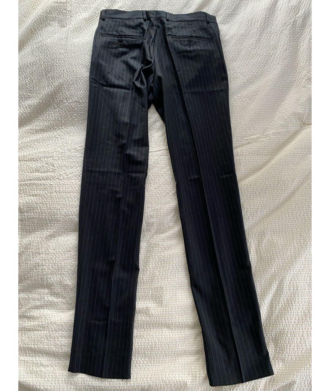 AZZARO Антрацитовые шерстяные классические брюки, фото 2