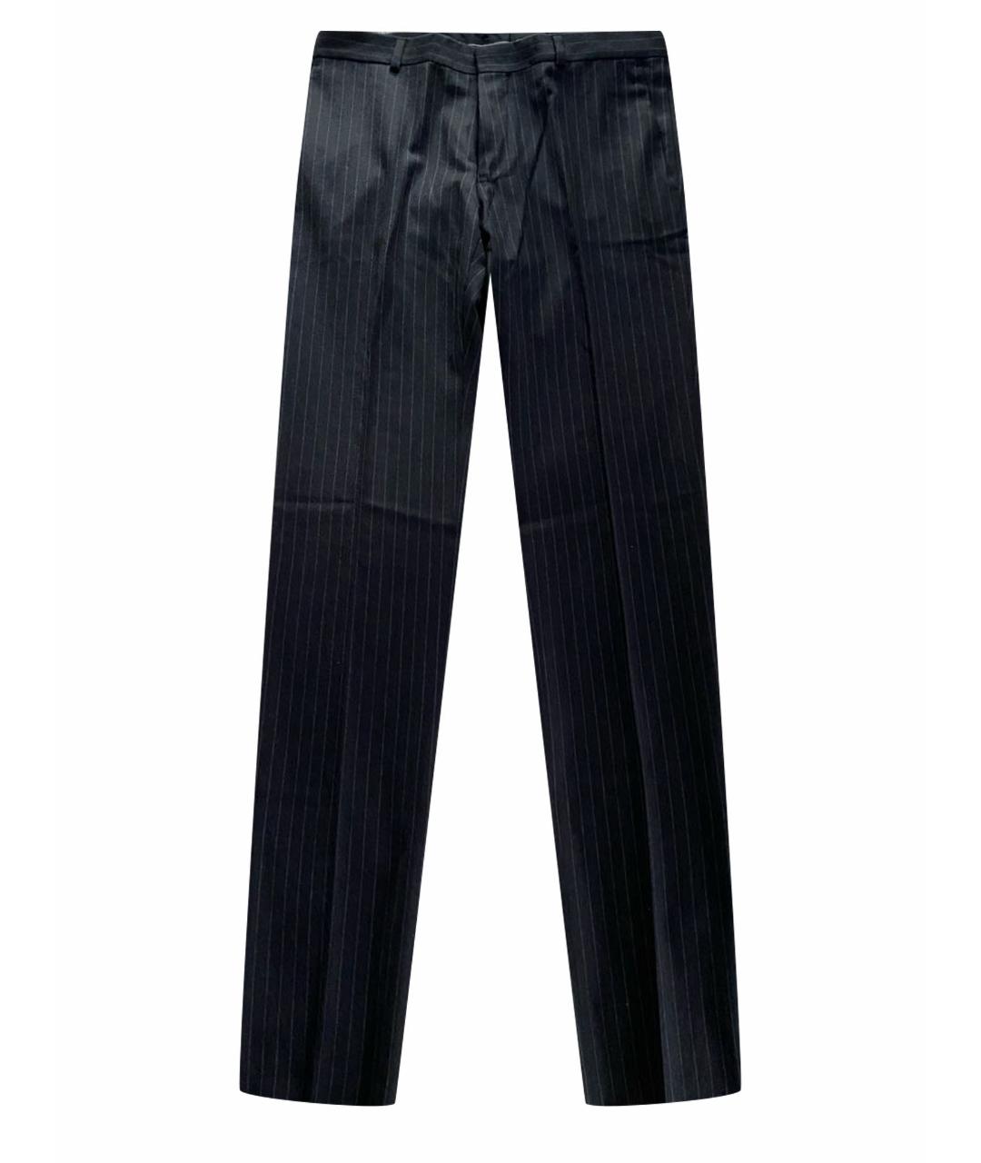 AZZARO Антрацитовые шерстяные классические брюки, фото 1