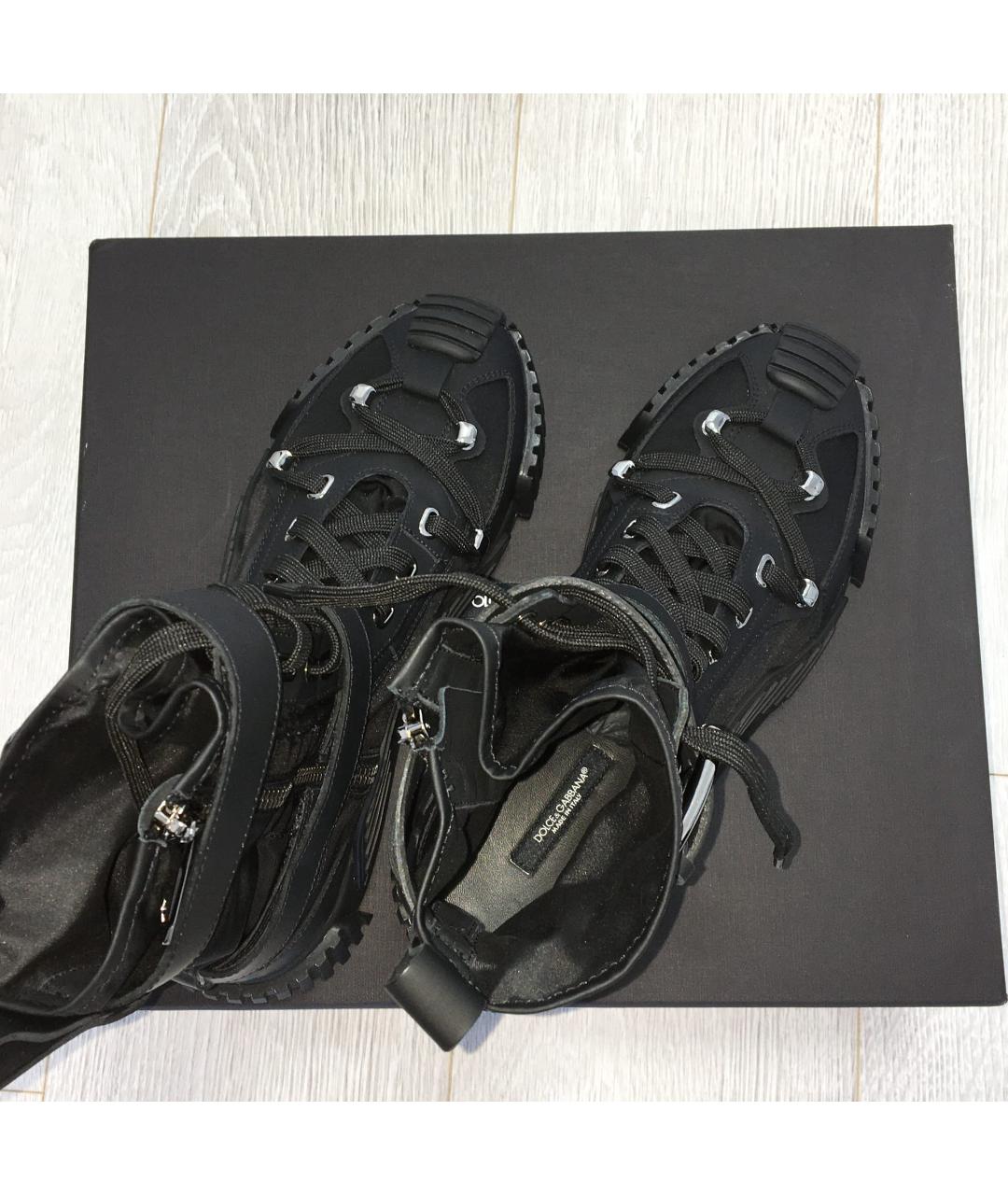 DOLCE&GABBANA Черные текстильные высокие кроссовки / кеды, фото 3