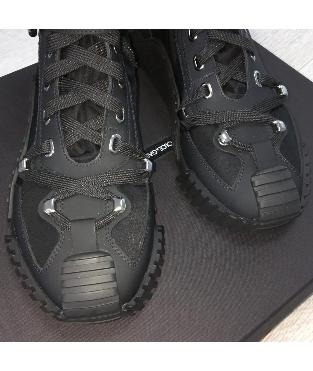 DOLCE&GABBANA Черные текстильные высокие кроссовки / кеды, фото 2