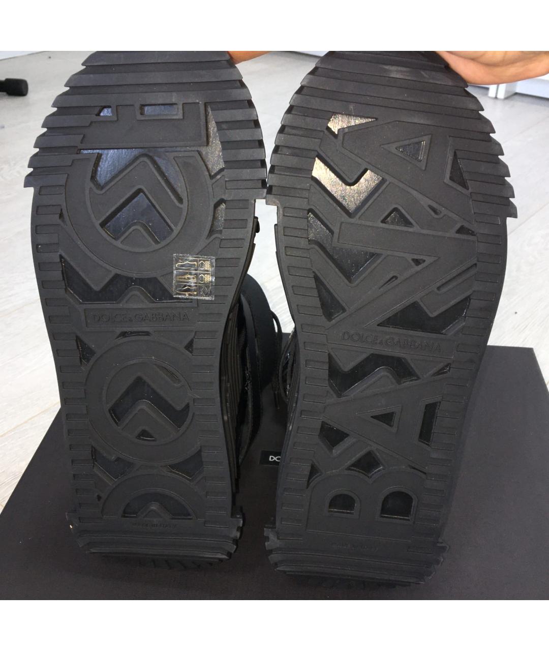 DOLCE&GABBANA Черные текстильные высокие кроссовки / кеды, фото 5
