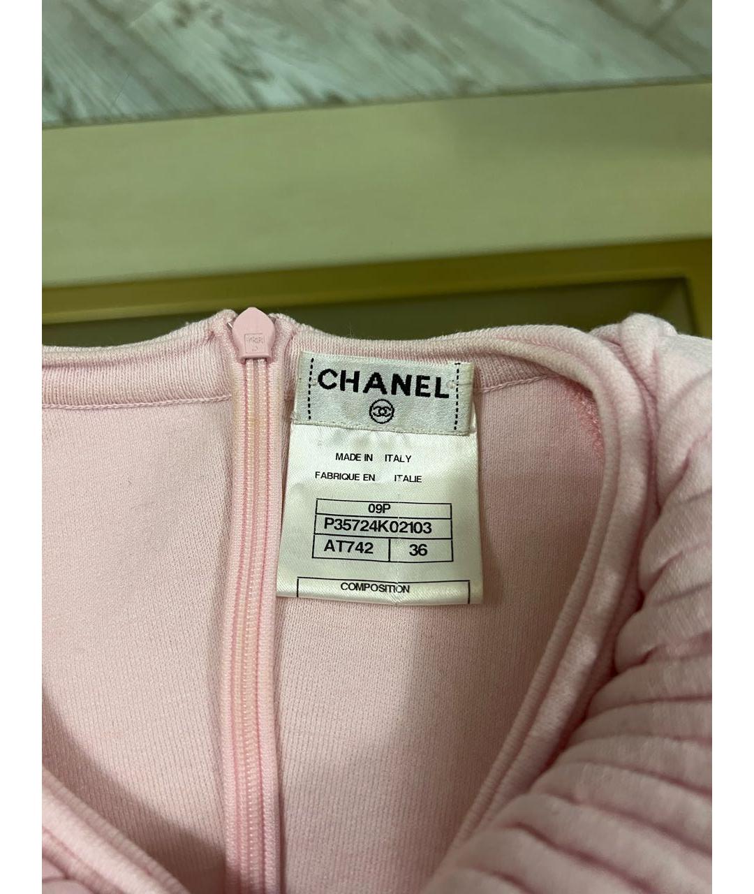 CHANEL Розовое хлопко-эластановое коктейльное платье, фото 5