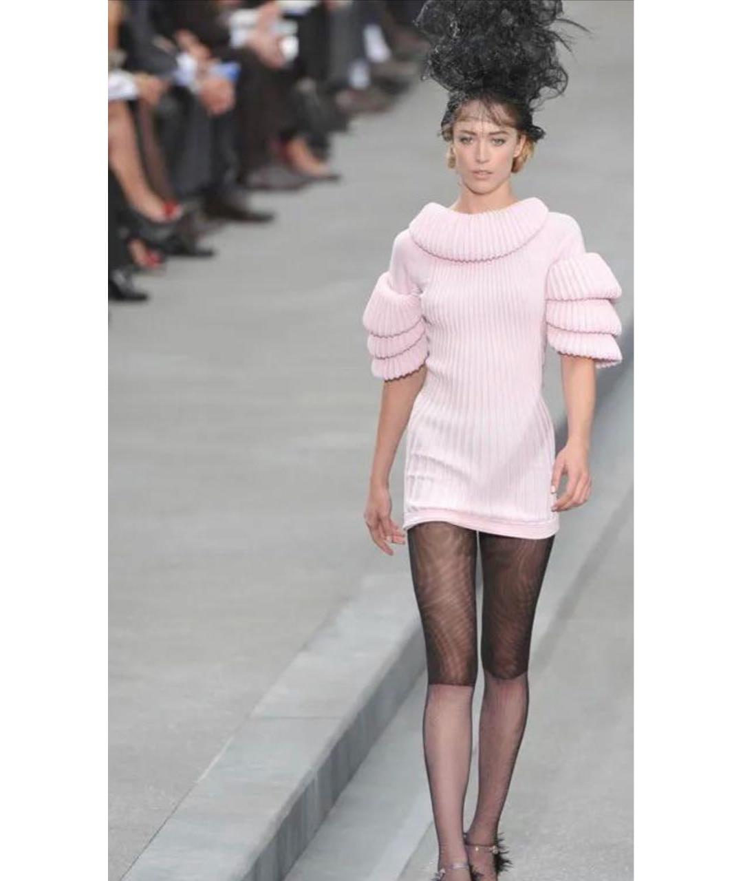 CHANEL Розовое хлопко-эластановое коктейльное платье, фото 4