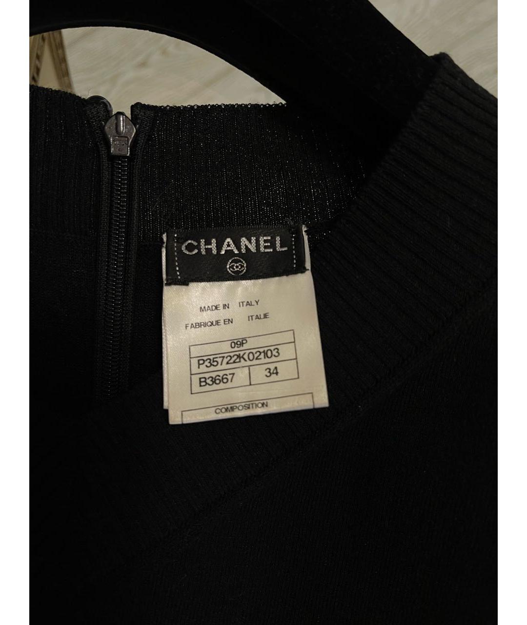 CHANEL Черное хлопко-эластановое коктейльное платье, фото 6
