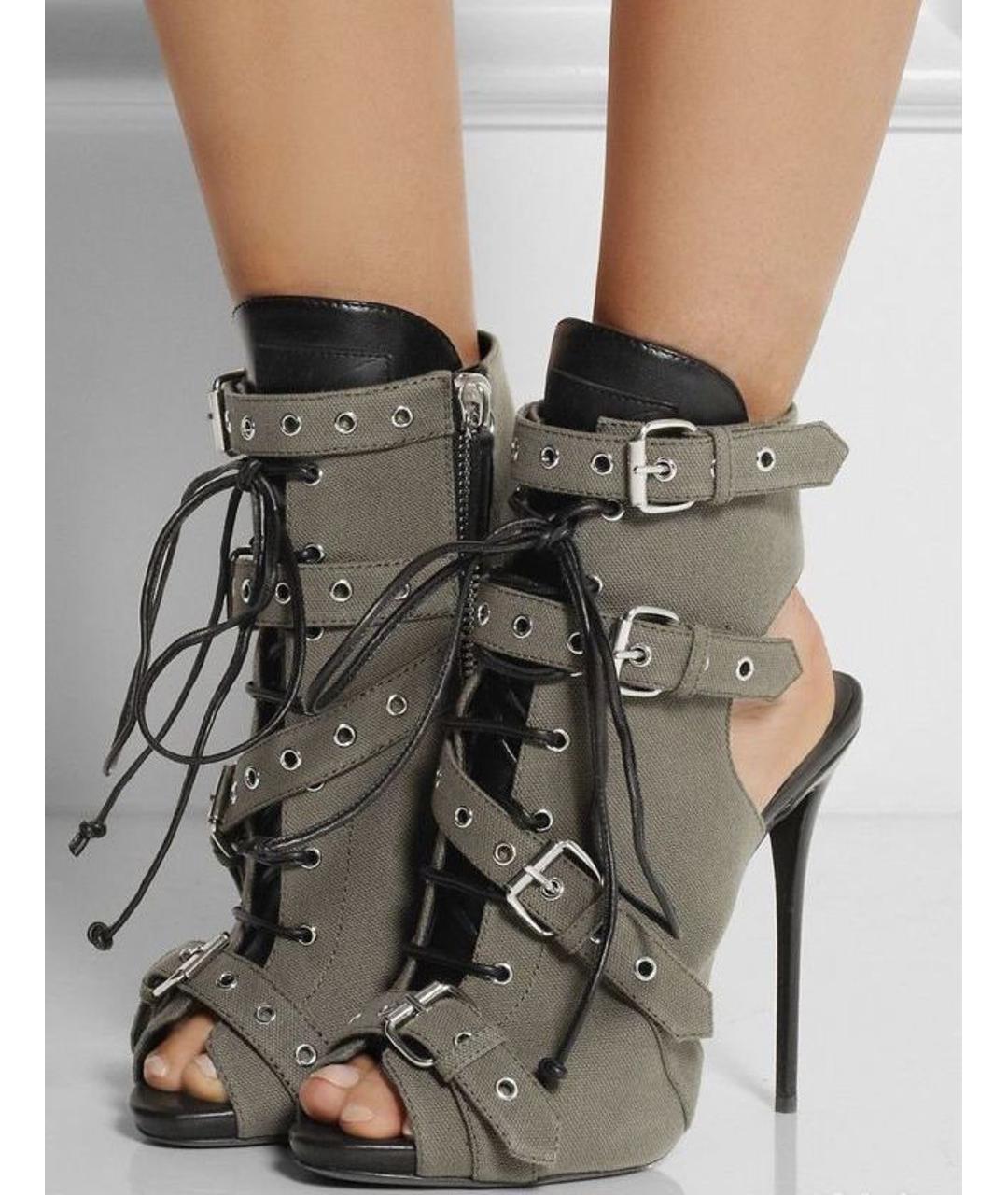 GIUSEPPE ZANOTTI DESIGN Хаки текстильные ботильоны, фото 2