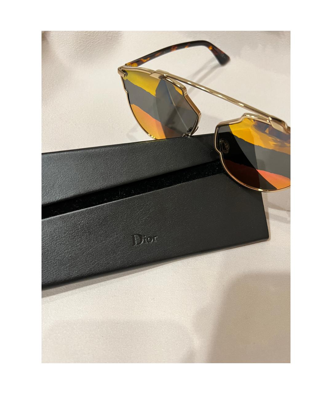 CHRISTIAN DIOR Золотые металлические солнцезащитные очки, фото 3