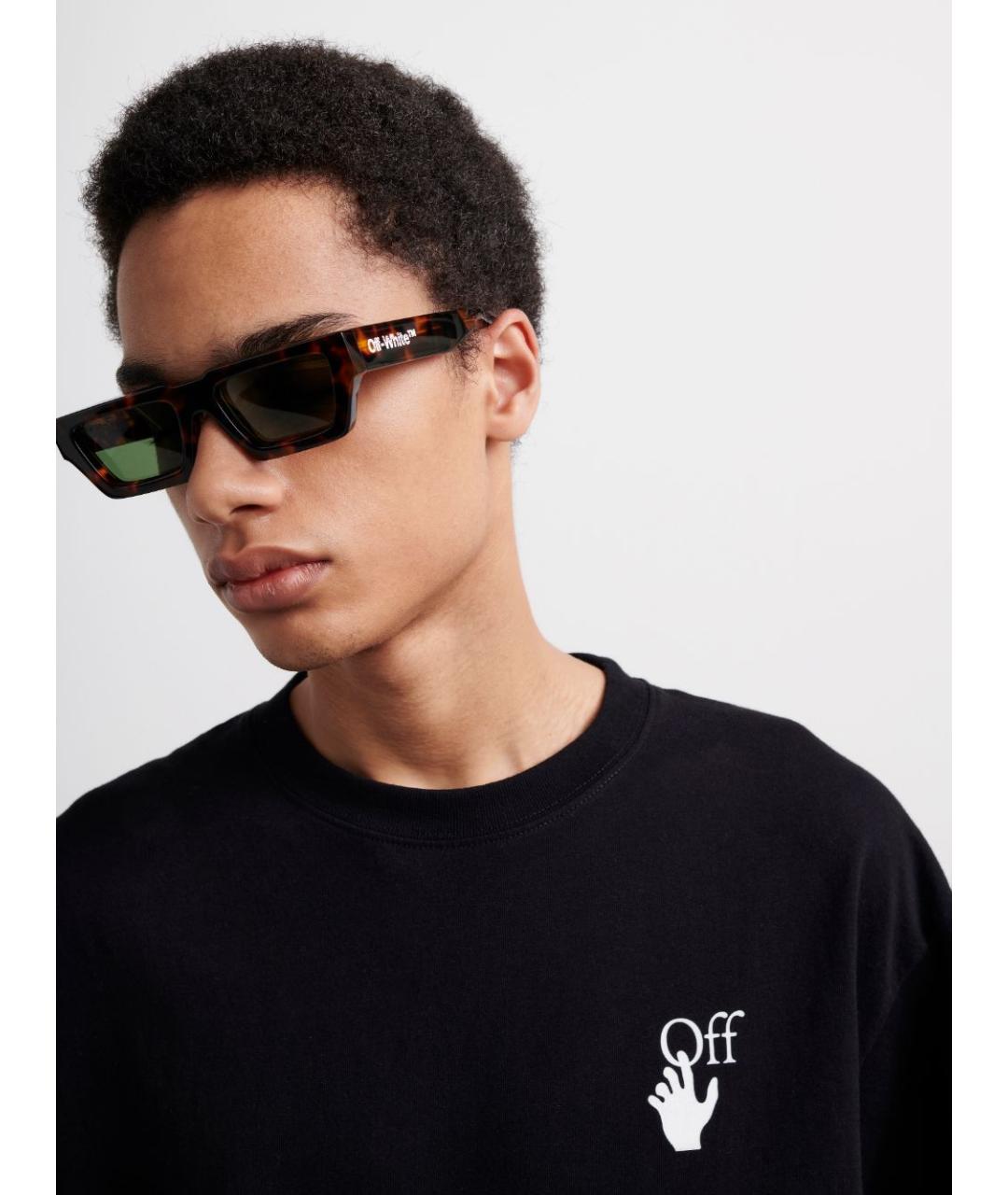 OFF-WHITE Коричневые пластиковые солнцезащитные очки, фото 7