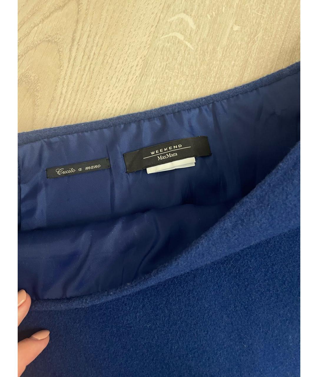 MAX MARA Синяя кашемировая юбка мини, фото 3