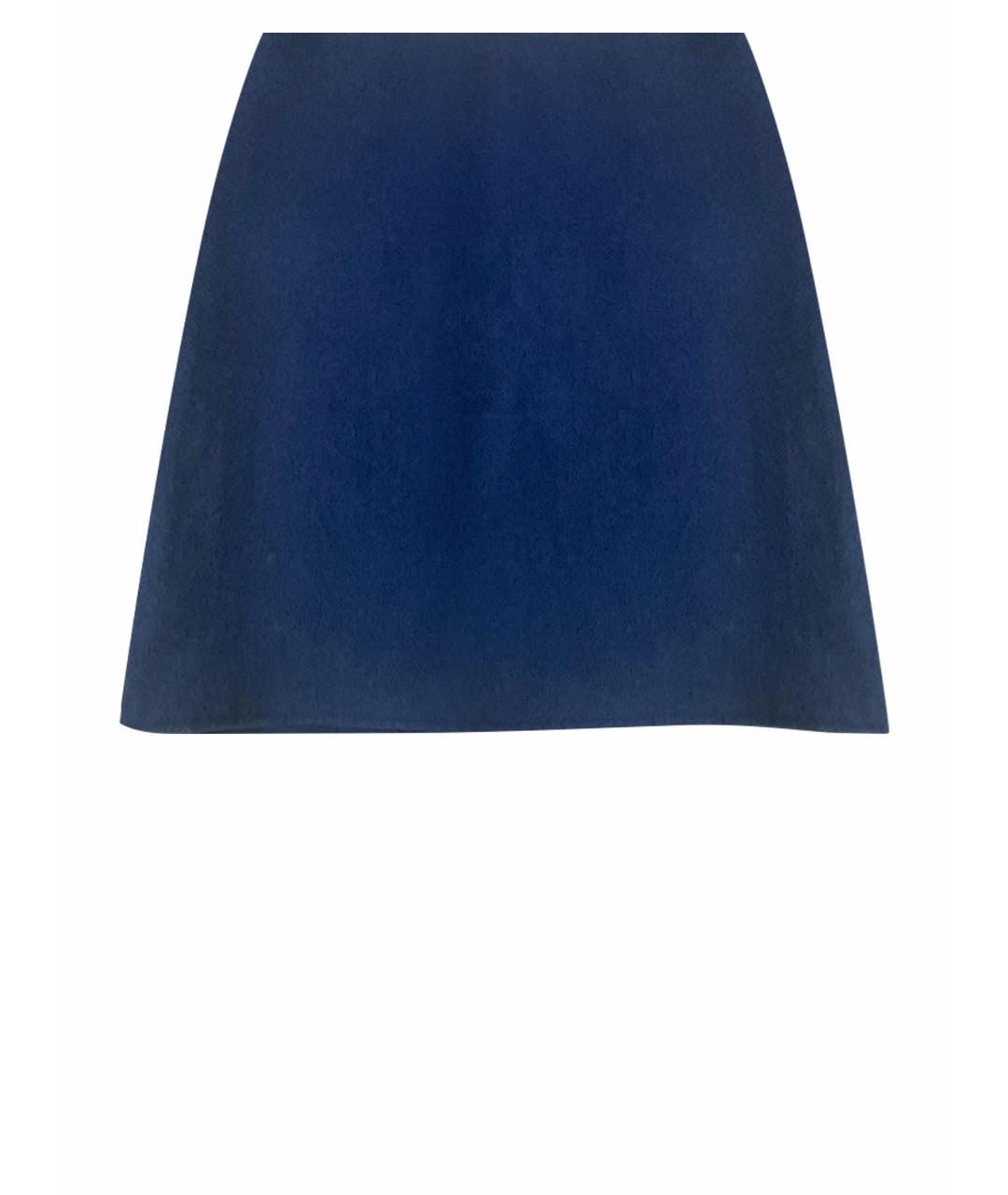 MAX MARA Синяя кашемировая юбка мини, фото 1