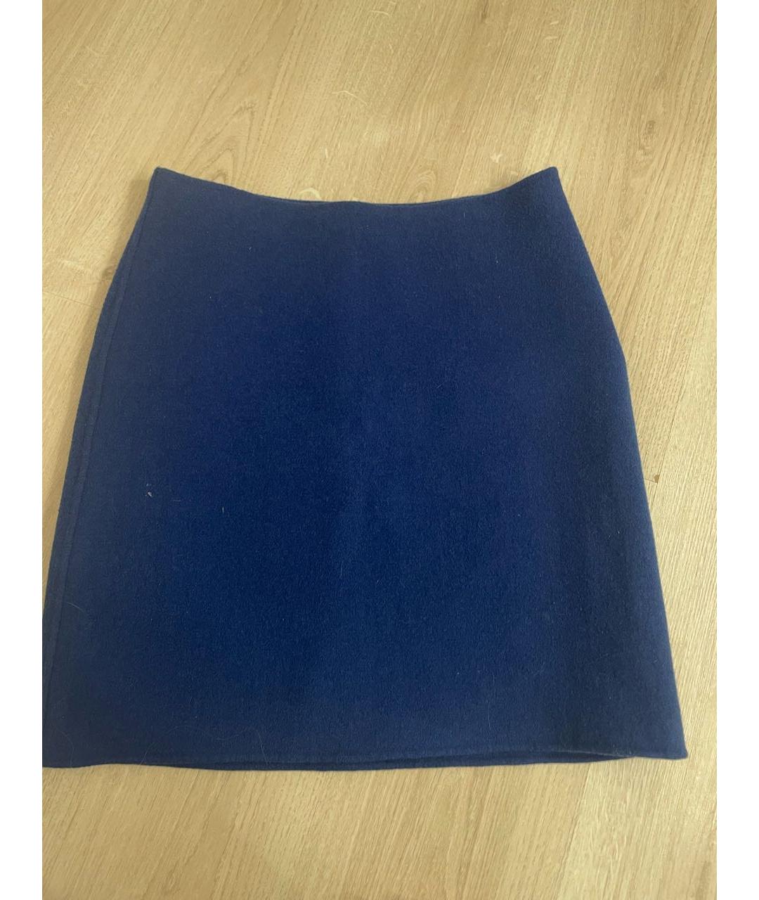 MAX MARA Синяя кашемировая юбка мини, фото 5