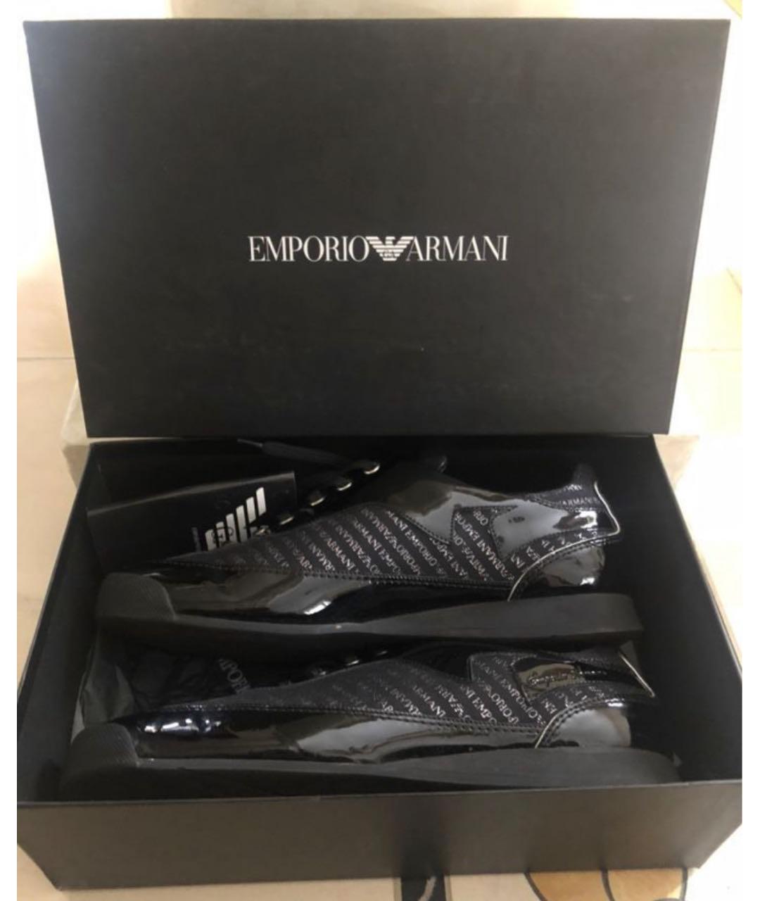 EMPORIO ARMANI Черные кеды из лакированной кожи, фото 6