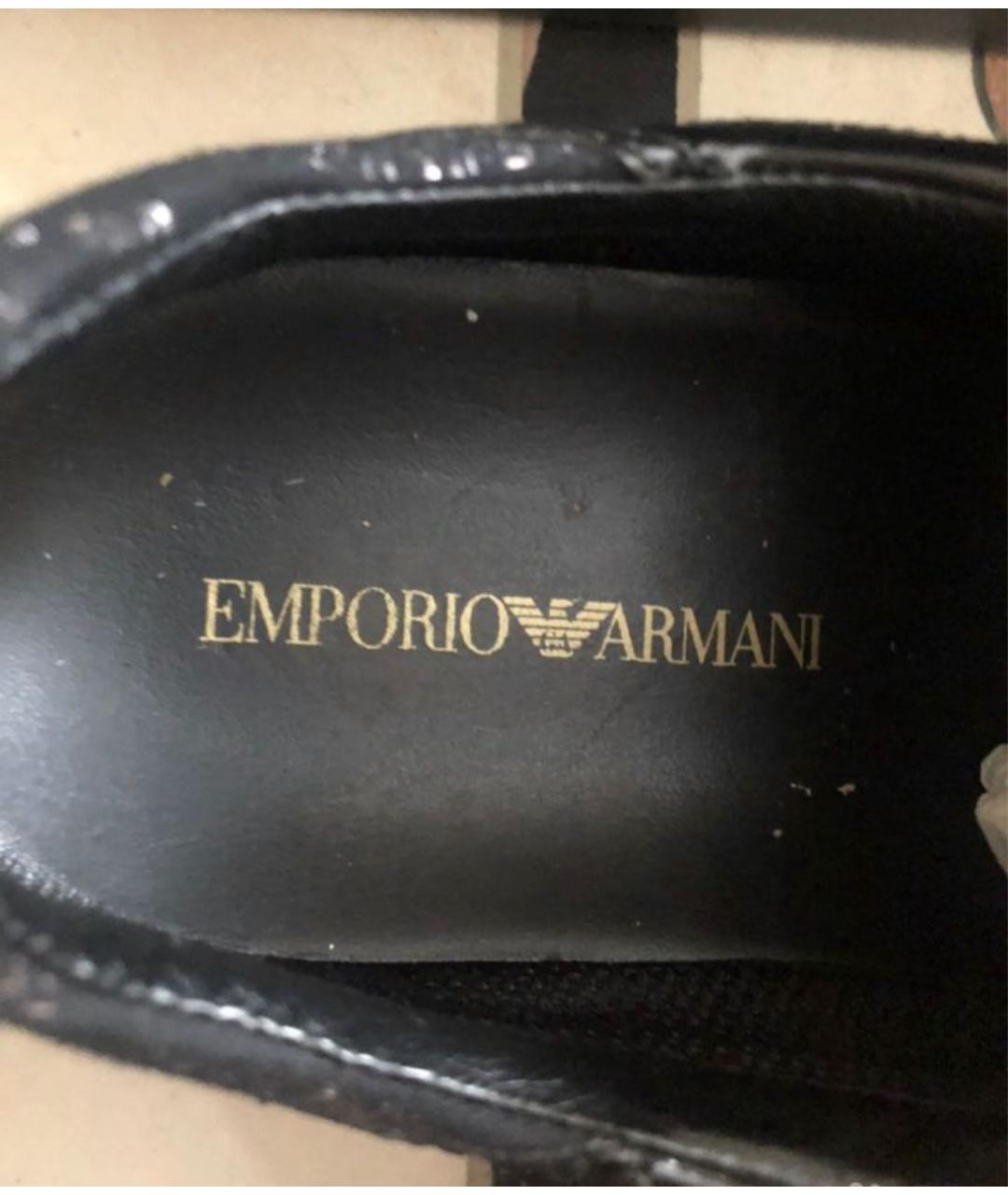 EMPORIO ARMANI Черные кеды из лакированной кожи, фото 4