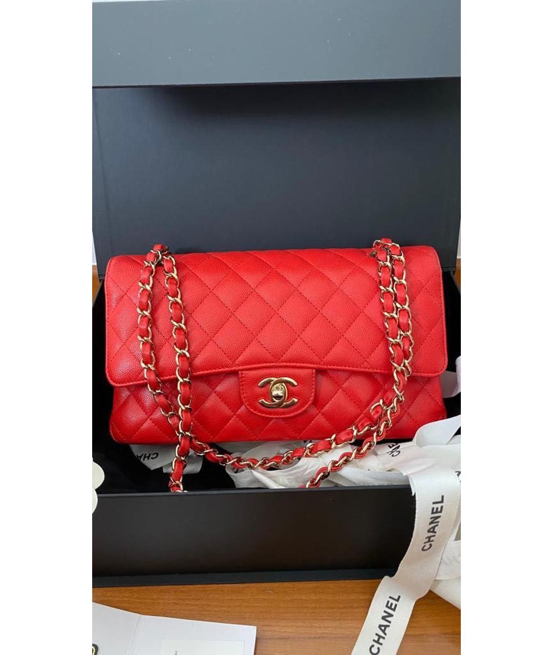 CHANEL Красная кожаная сумка тоут, фото 5