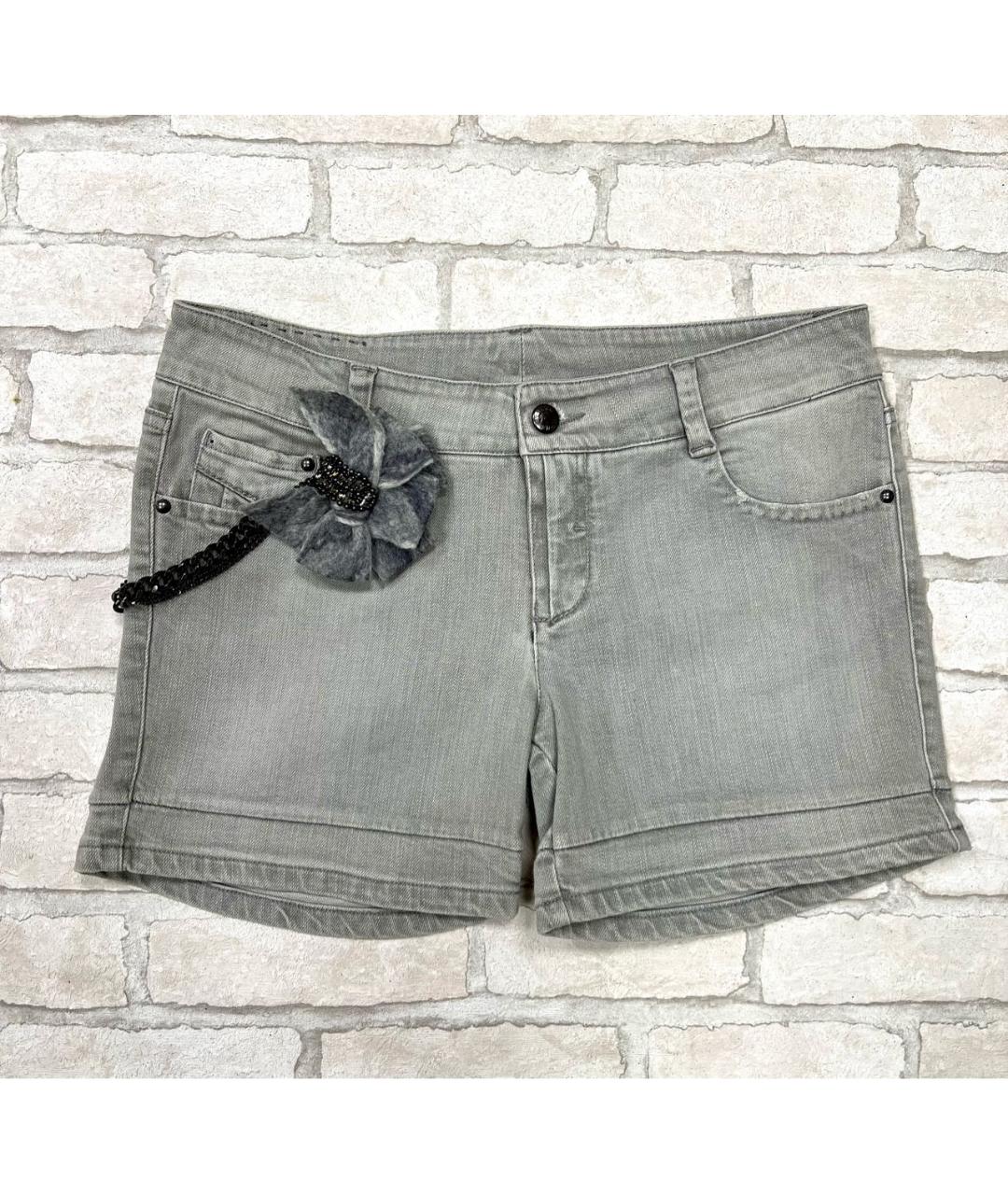 ERMANNO SCERVINO Серые хлопко-эластановые шорты, фото 9