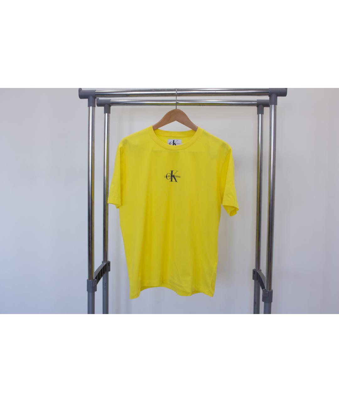 CALVIN KLEIN Желтая хлопковая футболка, фото 2